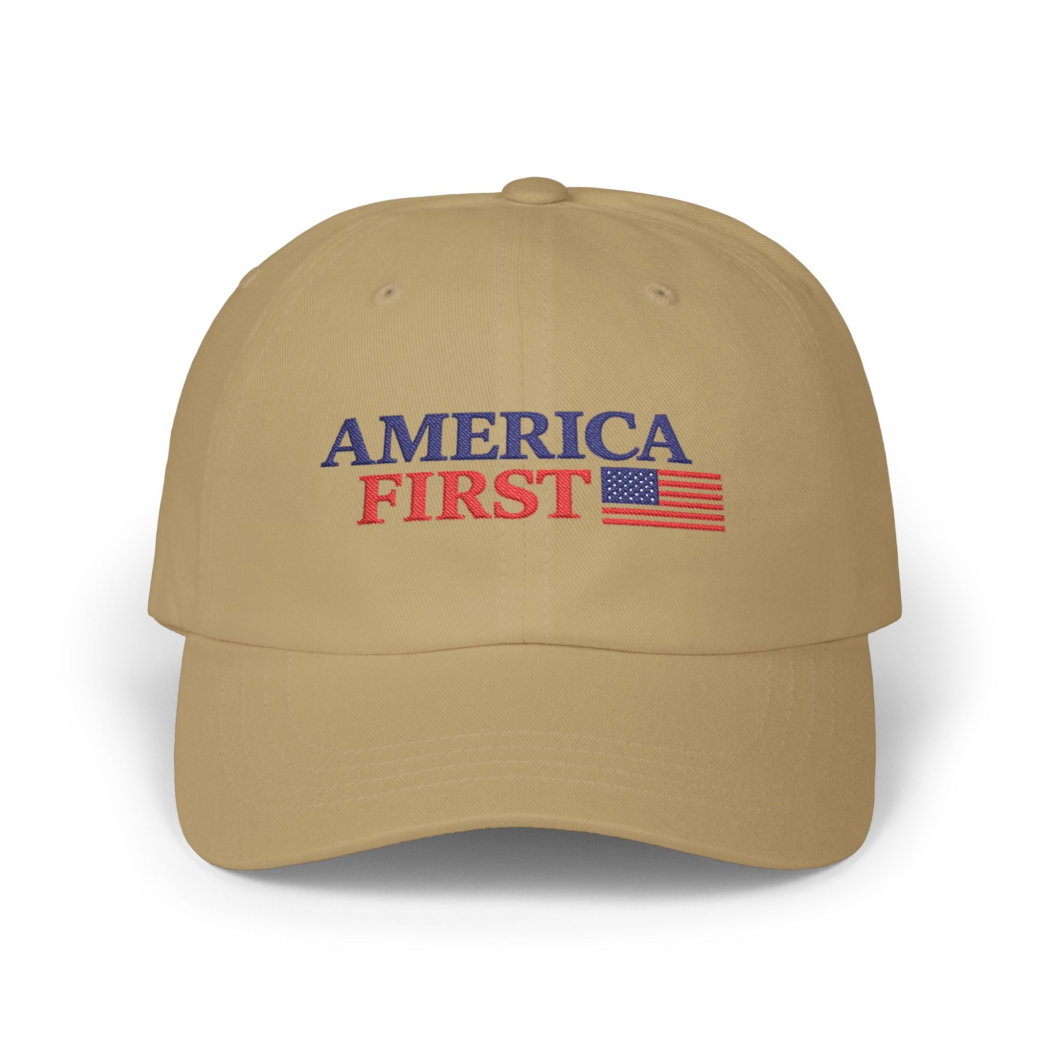 America First/Massie 2028 Dad Cap (White/Stone/Khaki, Embroidered)