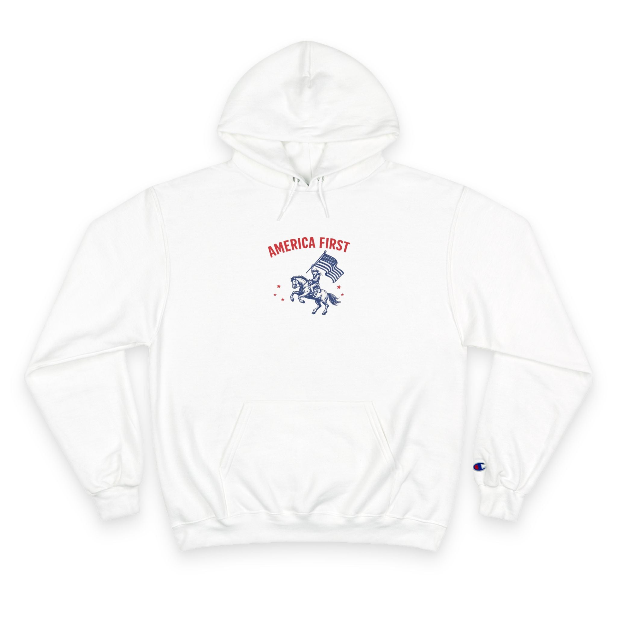 Men's Champion Hoodie - 'America First' Patriot Rider Pullover