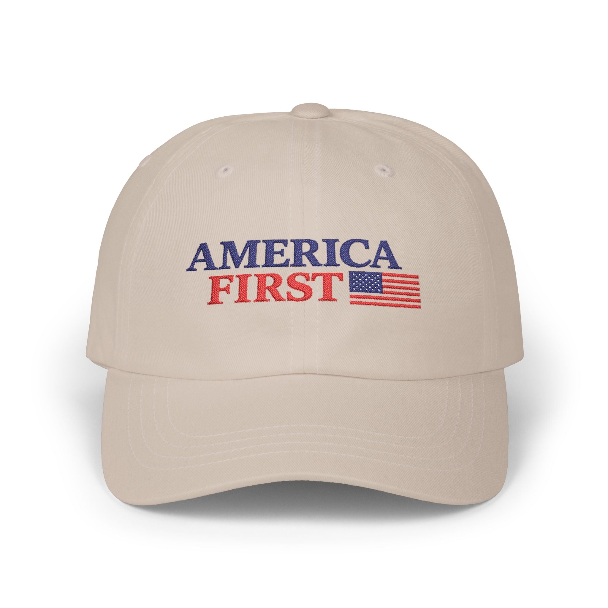 America First/Massie 2028 Dad Cap (White/Stone/Khaki, Embroidered)