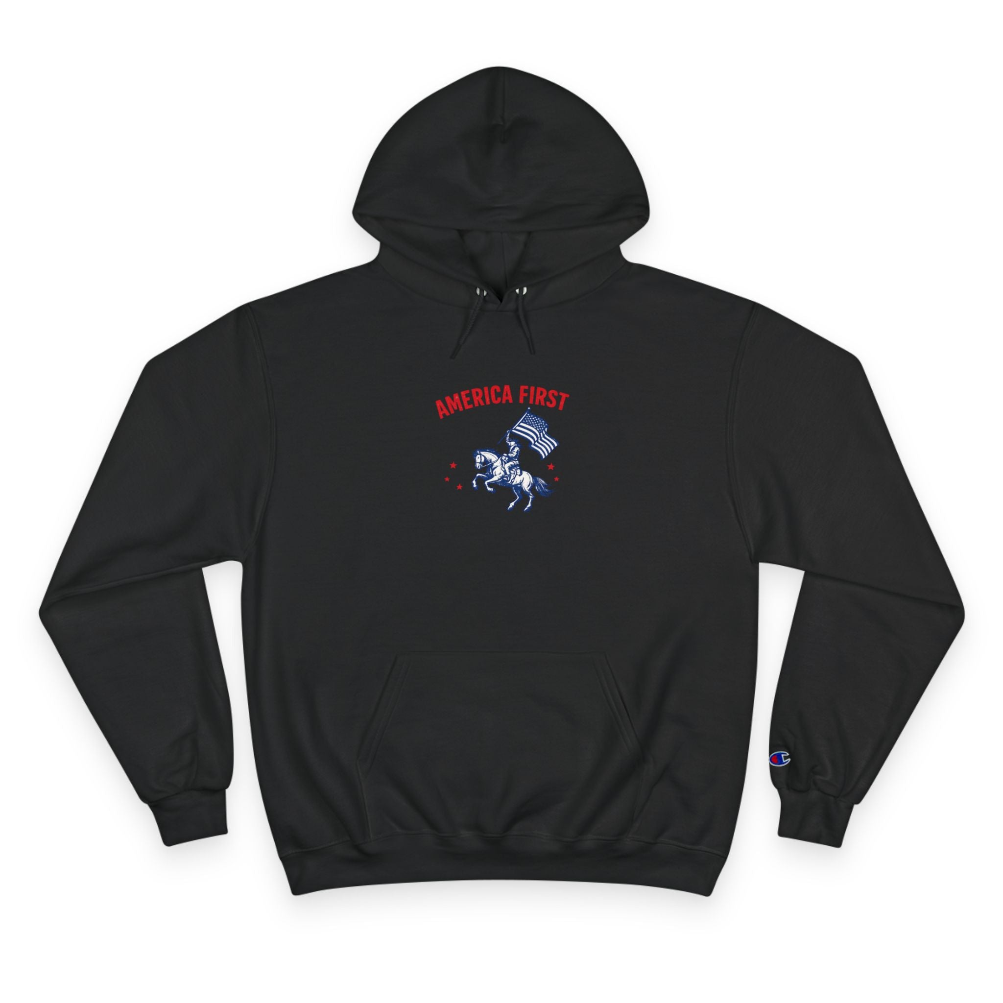 Men's Champion Hoodie - 'America First' Patriot Rider Pullover