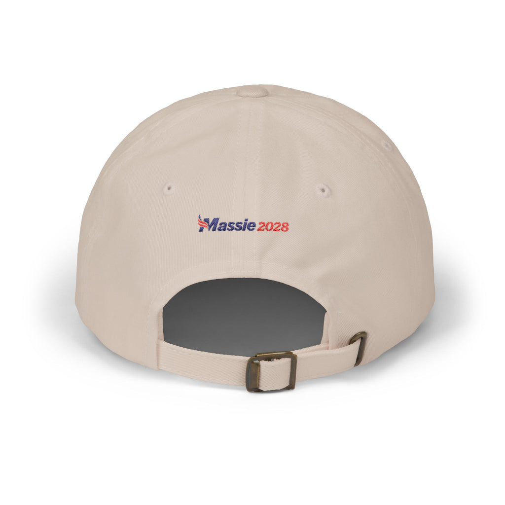 America First/Massie 2028 Dad Cap (White/Stone/Khaki, Embroidered)