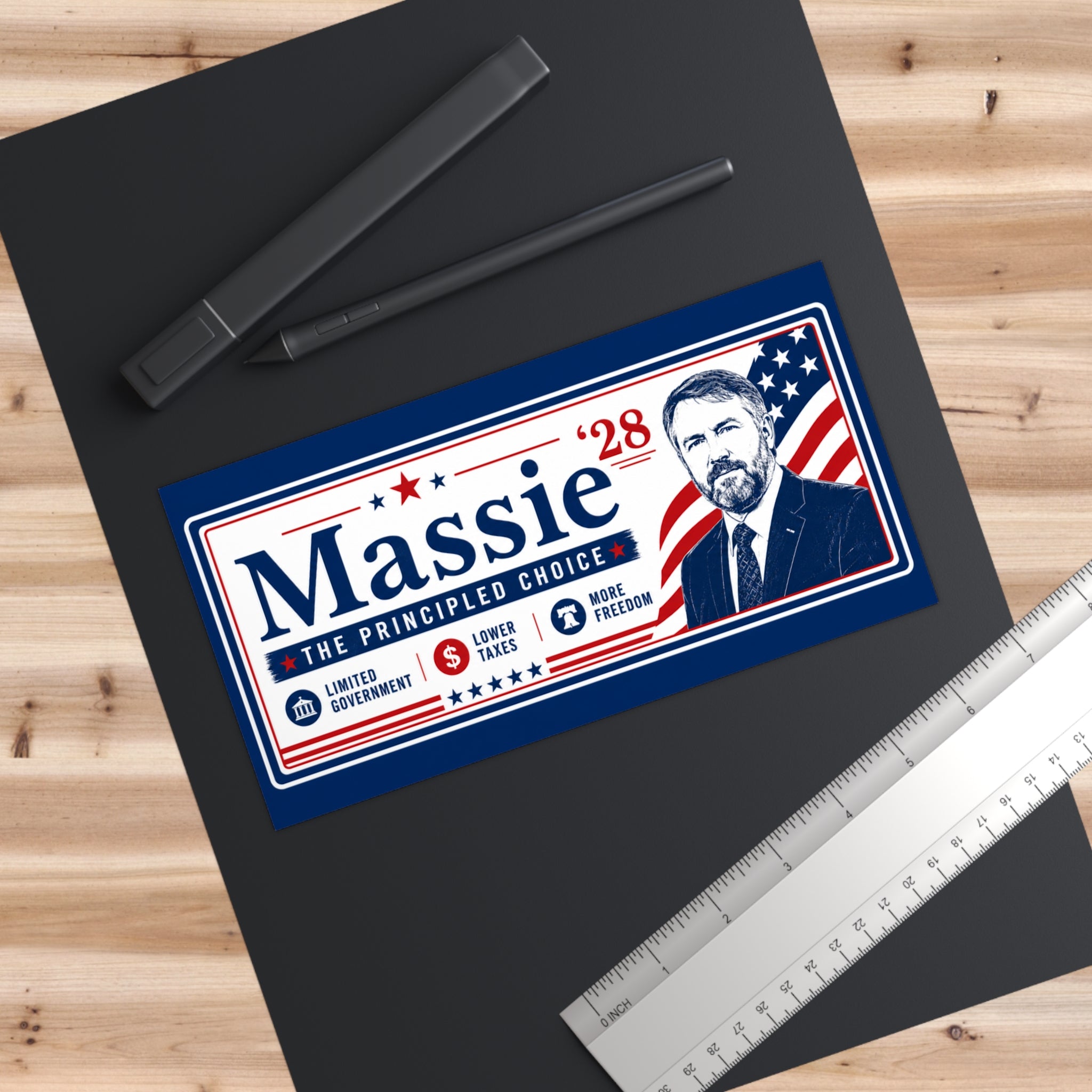 Massie '28 Bumper Sticker - The Principled Choice (7.5"x3.75")