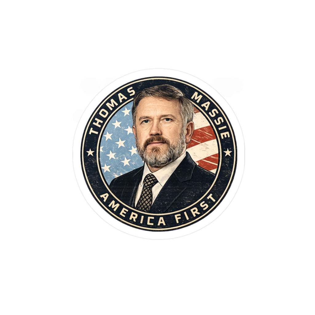 Thomas Massie - America First (3" Round Vinyl Sticker)