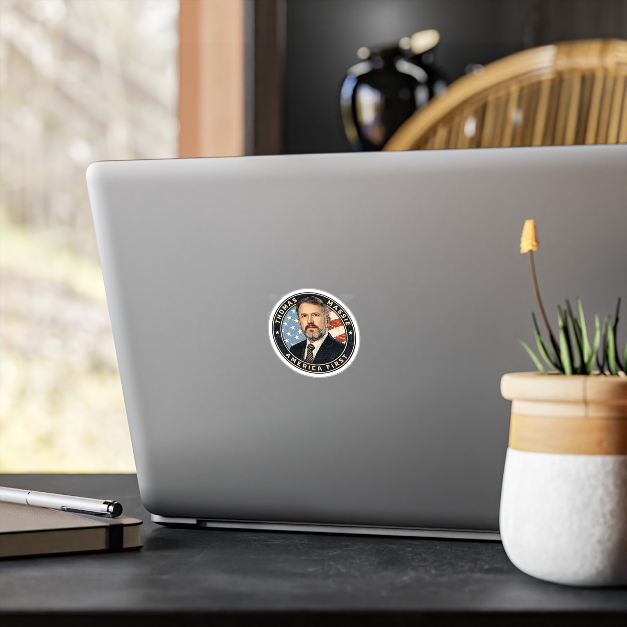 Thomas Massie - America First (3" Round Vinyl Sticker)