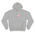 Men's Champion Hoodie (Gray) - America First with Vintage Distressed USA Flag Pullover